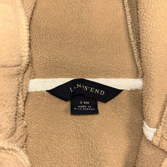 Lands End Baby Size 2-6 Mo Beige Fleece Hooded One Piece - Picture 3 of 4